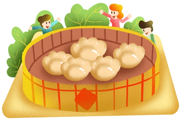 立冬团圆吃饺子插画