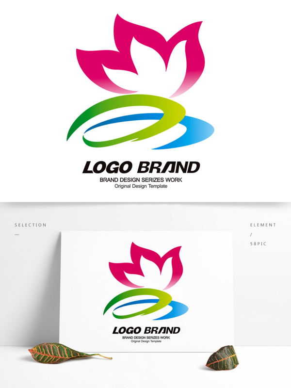 矢量中国风荷花LOGO设计公司标志
