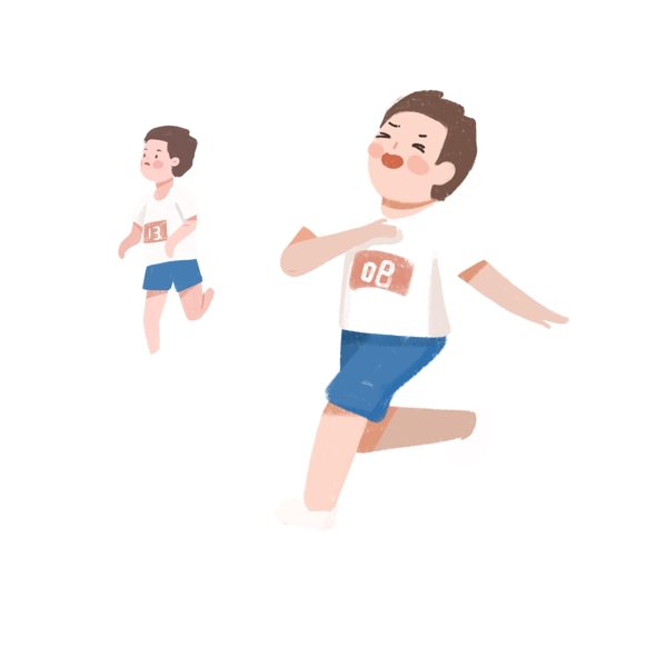 比赛跑步的小男孩卡通元素