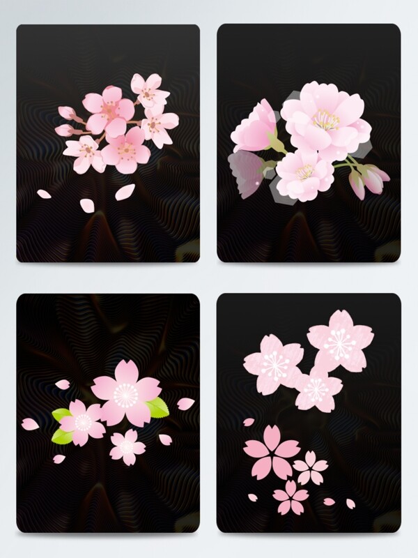 日式和风粉色唯美樱花矢量元素