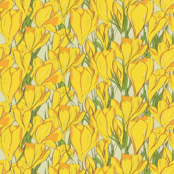 色彩鲜艳的黄色花朵背景矢量素材