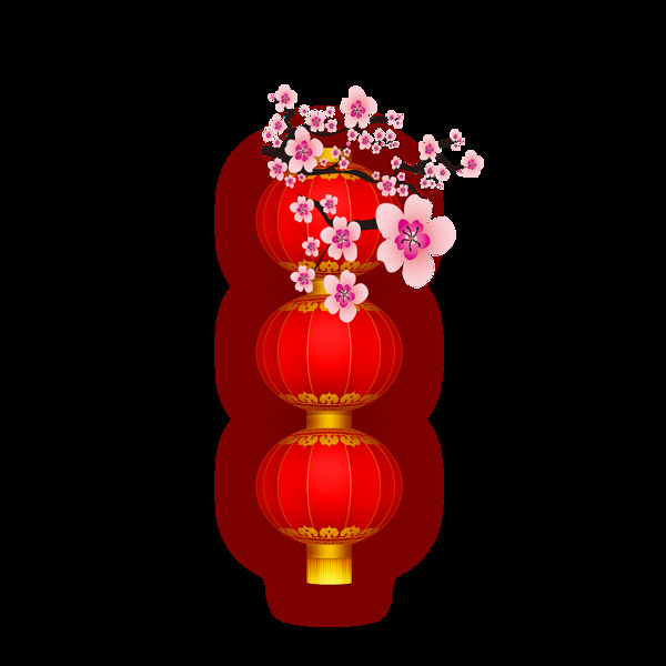 红色中国风灯笼元素