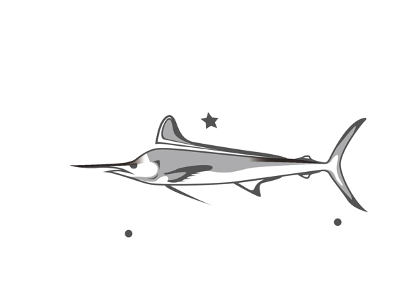 创意手绘灰色海洋鱼类