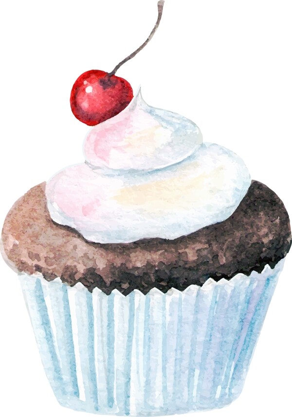 水彩绘甜品蛋糕插画