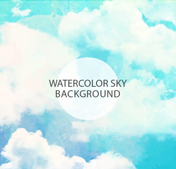 水彩绘天空云朵背景矢量素
