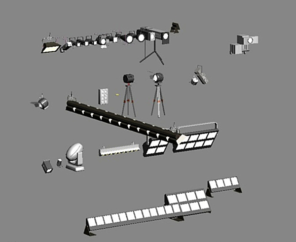 舞台各种灯具3D模型图片