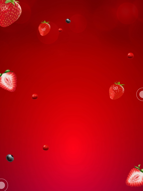 简约红色水果草莓背景素材