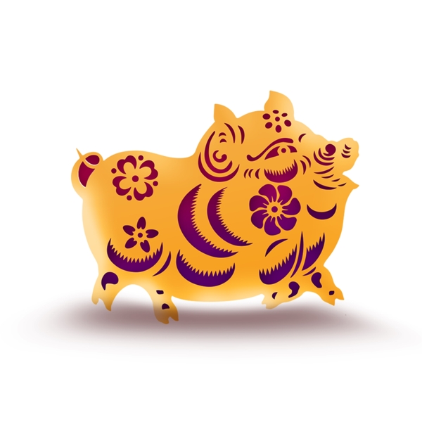 金色2019猪形象元素设计