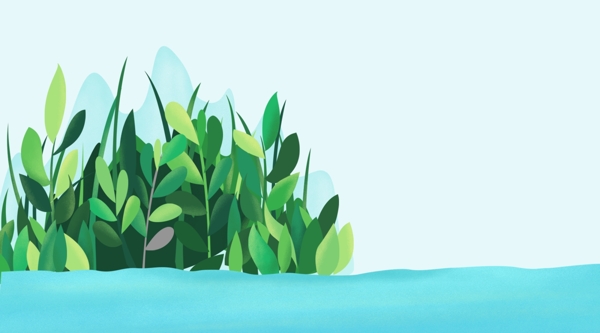 抽象风手绘绿色植物插画背景