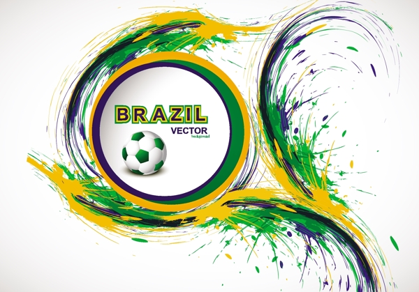 巴西国旗颜色与足球飞溅