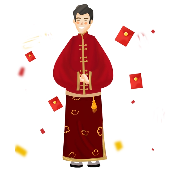传统春节大拜年人物素材