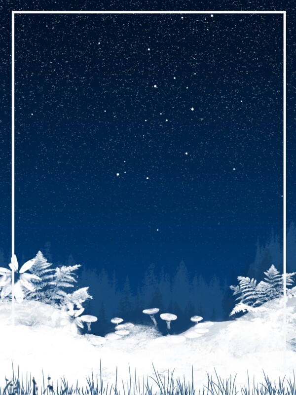 全原创冬季夜晚雪景背景