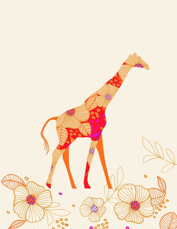 北欧装饰画长颈鹿