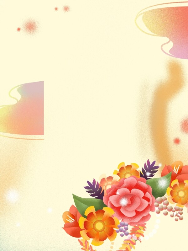 彩绘牡丹花朵背景设计