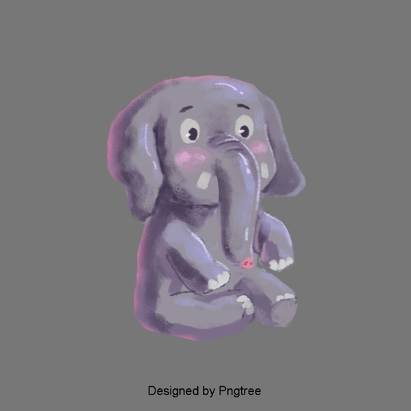 漂亮卡通可爱手绘水彩动物大象