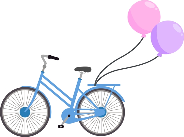 挂着爱心气球的保链自行车