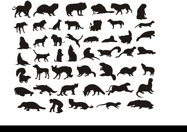 各种动物剪影矢量图图片