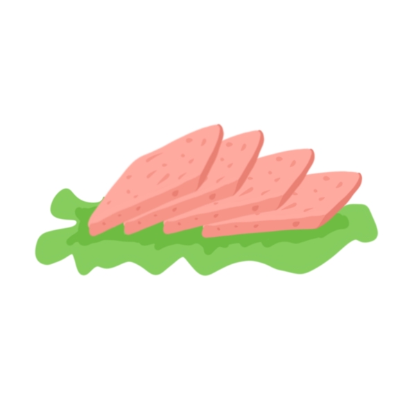手绘美食火锅涮锅菜品系列午餐肉