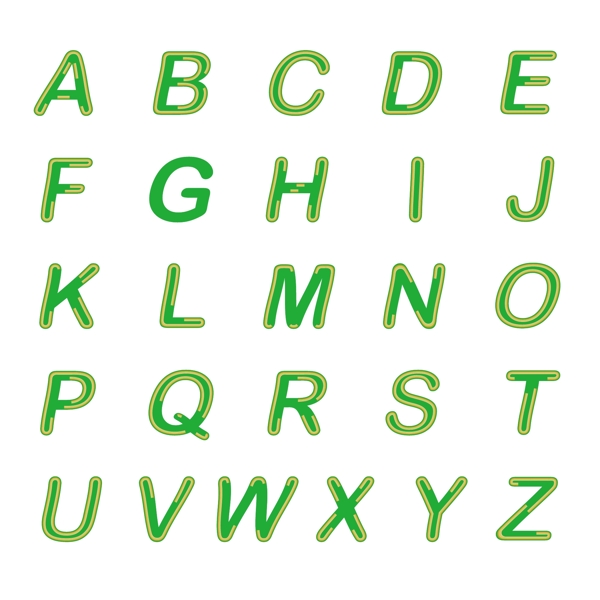 绿色简约线条英文字母表