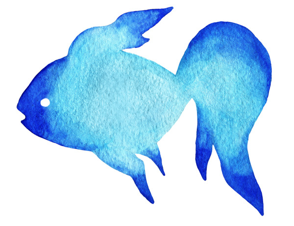 荧光蓝动漫金鱼图片素材