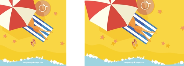 漂亮的太阳伞沙滩日光浴背景