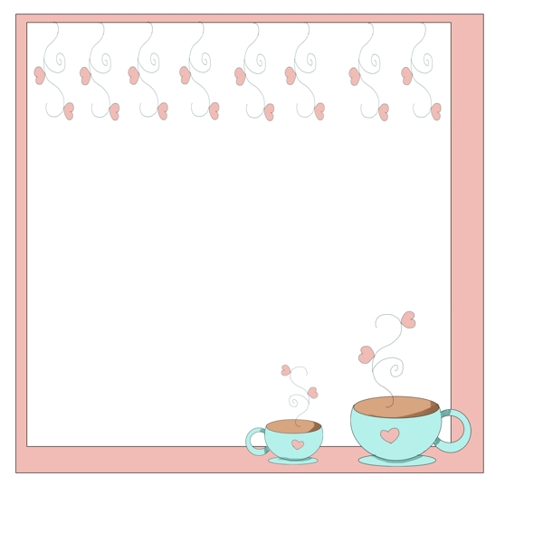 粉色的咖啡边框插画