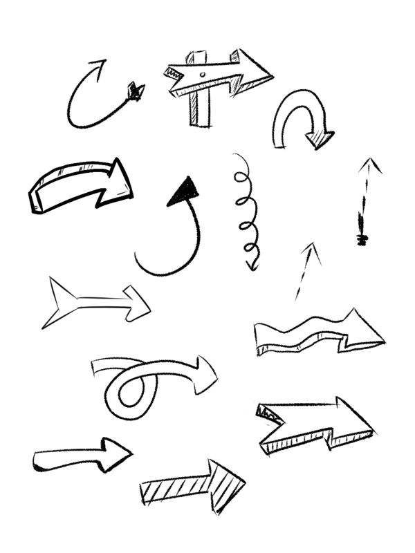 套图箭头元素黑色简约常用手绘