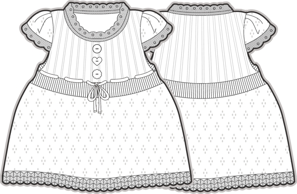 条纹蛋糕裙小宝宝服装是设计素材线稿