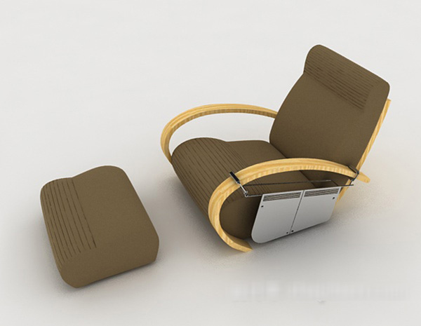 简约棕色休闲椅子3d模型下载