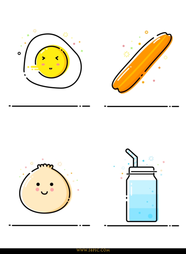 mbe插画可爱卡通食物早餐设计元素