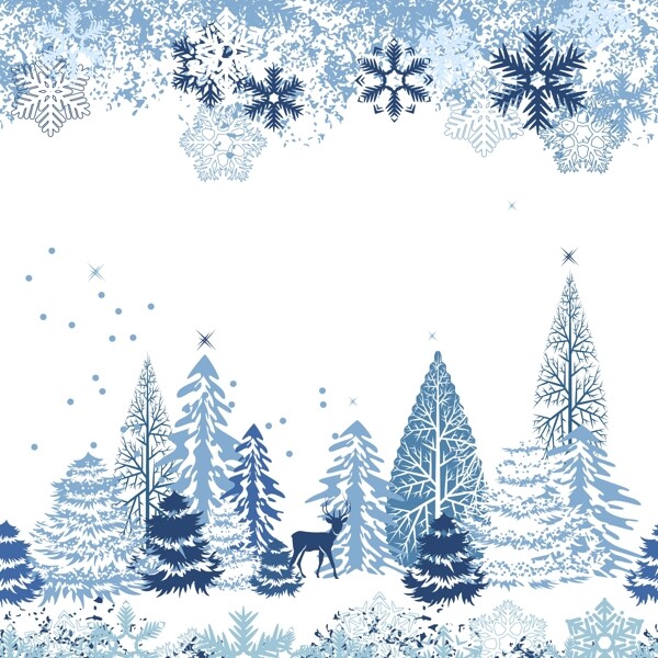 冬季雪景插画矢量素材