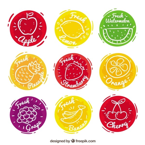 九种果汁图案标签图标