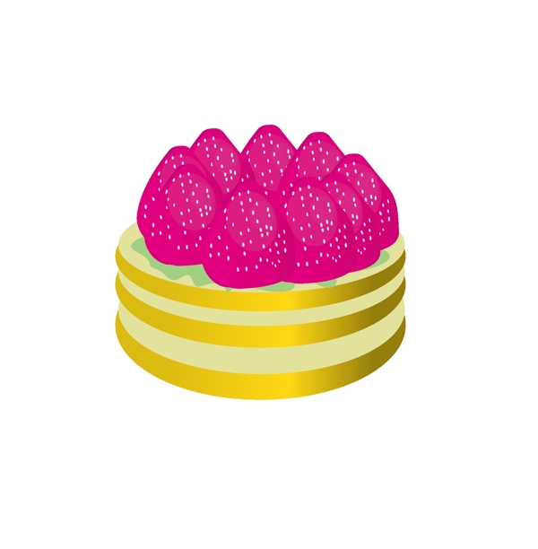 圆形草莓蛋糕插画