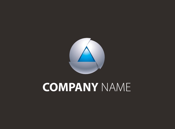 蓝色三角球形圆形标志创意科技logo设计