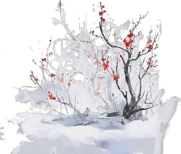 冬季雪景梅花素材图片