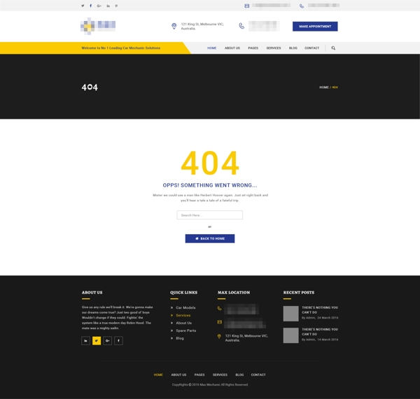 简洁的企业购物商城网站之404错误界面