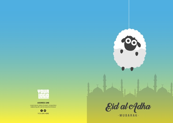 EidalAdha可爱的羊卡