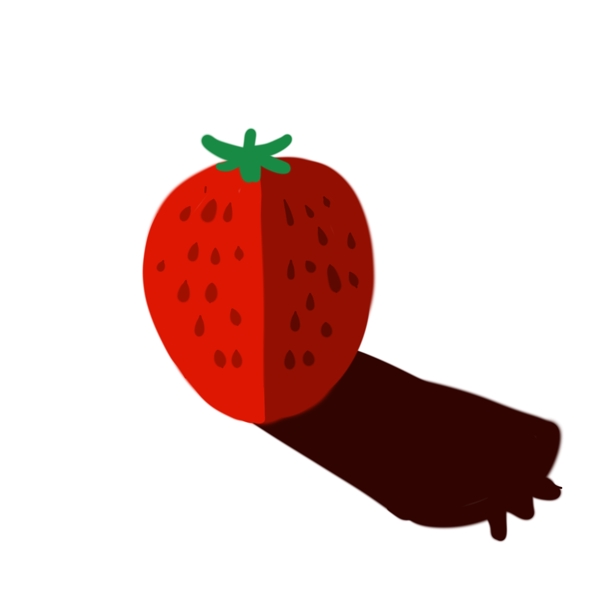 带阴影的卡通水果草莓