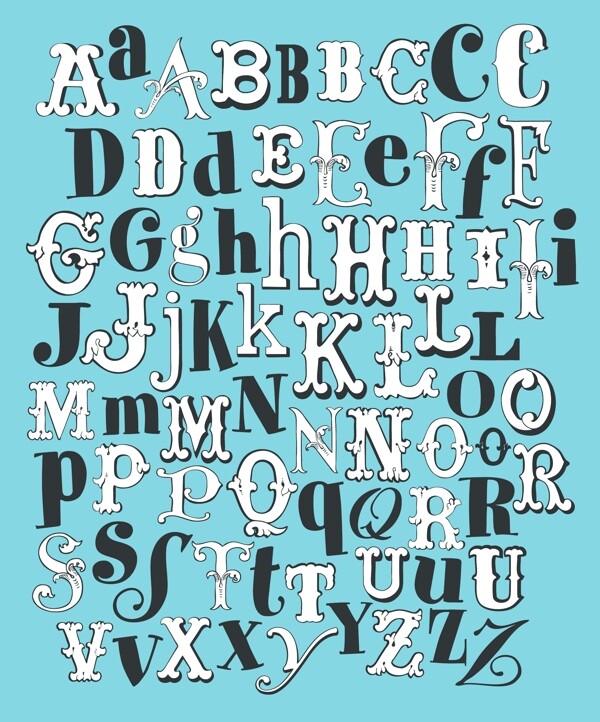 复古英文字母设计矢量素材