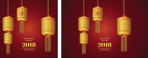 金色灯笼元素新年海报