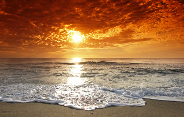 美丽沙滩黄昏风景图片