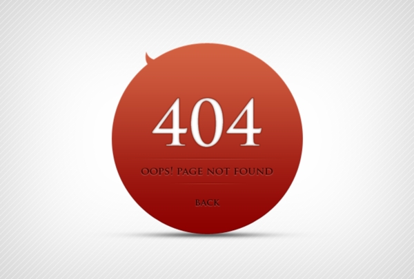 大胆的圆的红404错误网页设计PSD