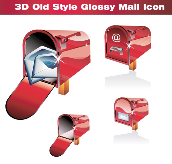 红色3D邮箱图标矢量素材