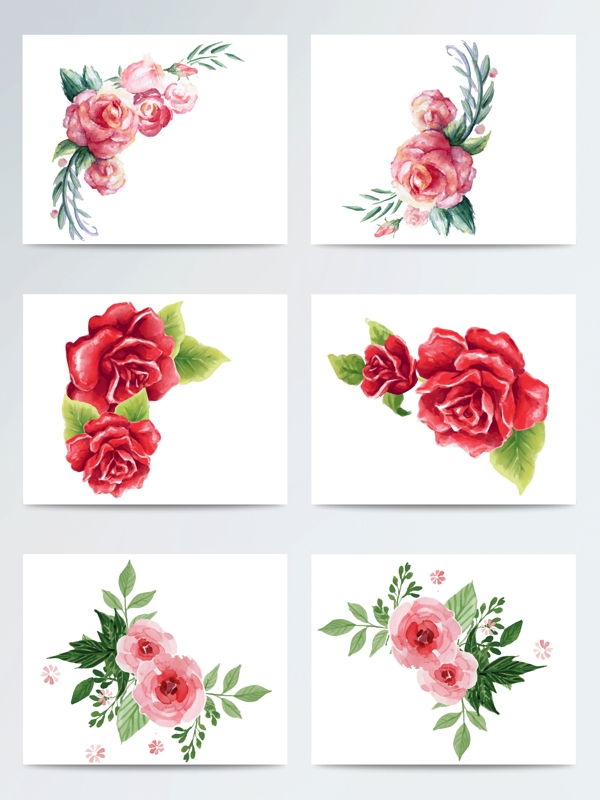 唯美手绘水彩蔷薇花素材