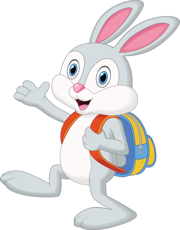 背着书包上学的兔子