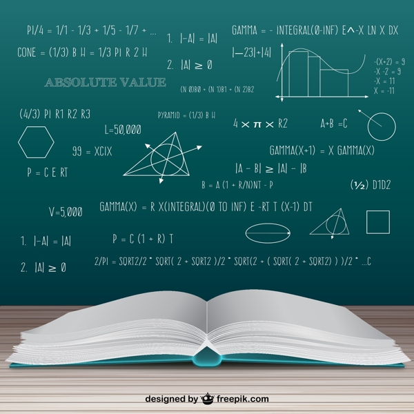 摊开的书本和数学公式矢量图
