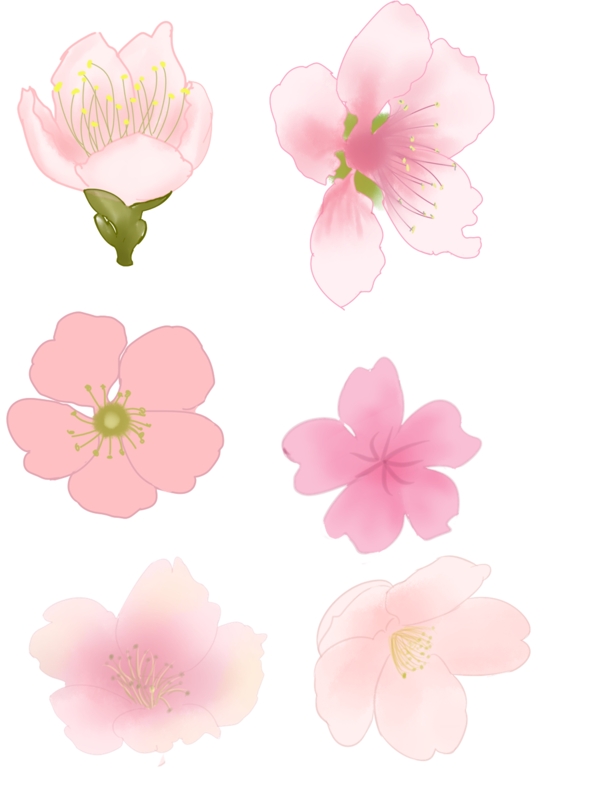手绘水彩桃花装饰图案