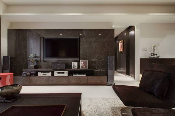 现代时尚客厅褐色家具室内装修JPEG图