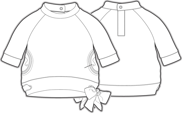 长袖卫衣小女孩服装设计线稿素材