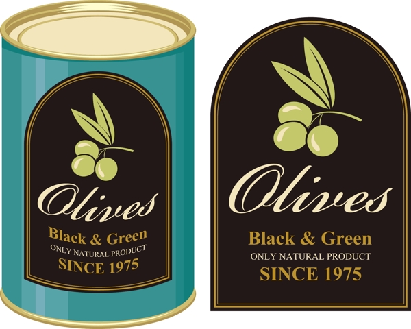 橄榄油标签与包装罐矢量素材下载